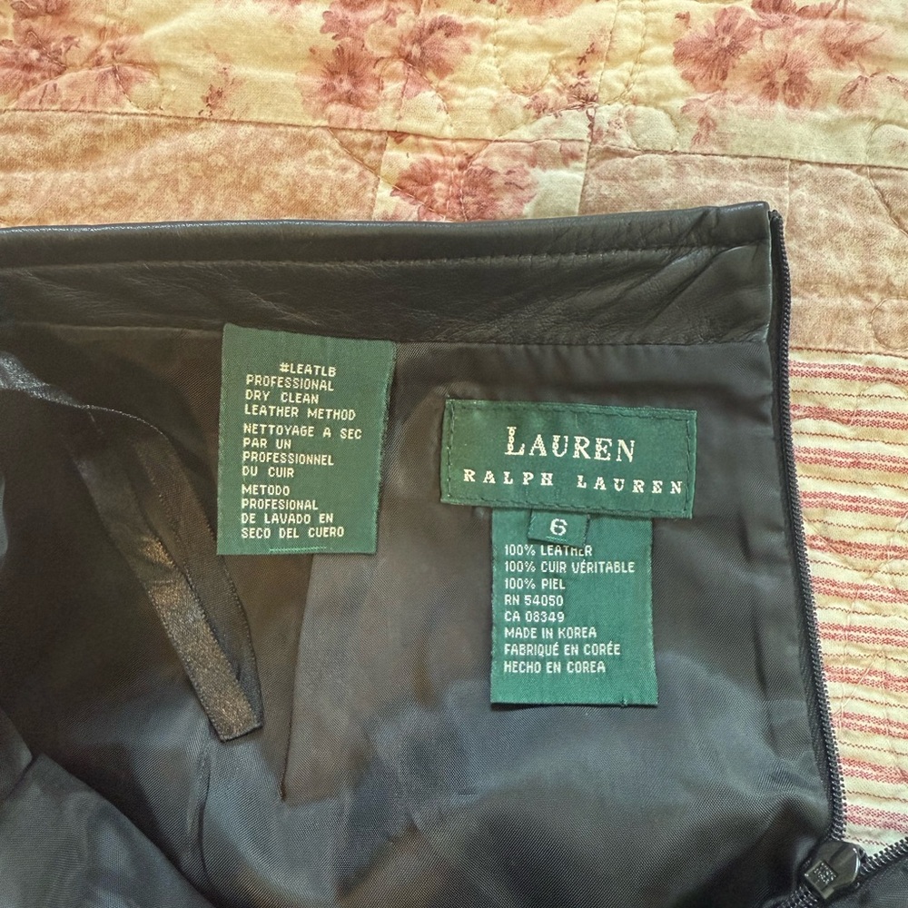 Ralph Lauren Black Leather Business Skirt